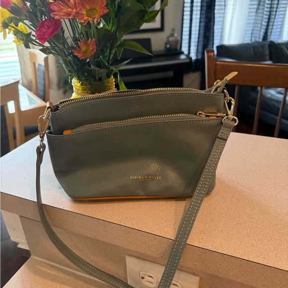 Divina Firenze Greenish Blu Leather Crossbody Bag - Picture 3 of 7
